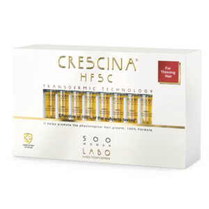 Crescina® HFSC Transdermic Re-Growth 500 para Mujer - Tratamiento intensivo de 20 ampollas para la caída del cabello y estímulo del crecimiento capilar, con tecnología transdérmica avanzada.